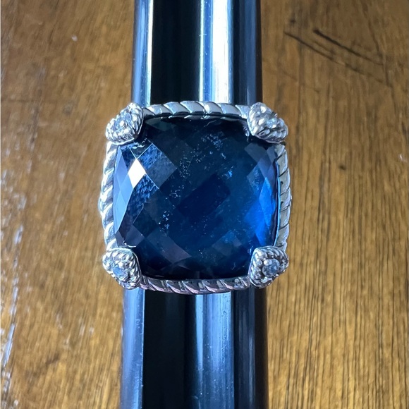 Judith Ripka Sterling Silver Blue Quartz Hematite Diamonique CZ Ring - Picture 11 of 14
